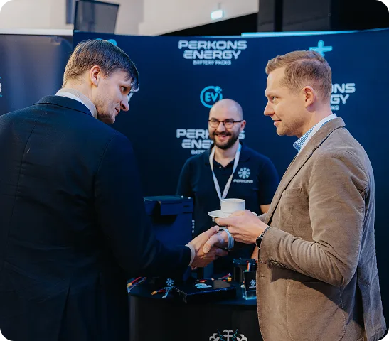 Perkons Energy team meeting customers at a trade show